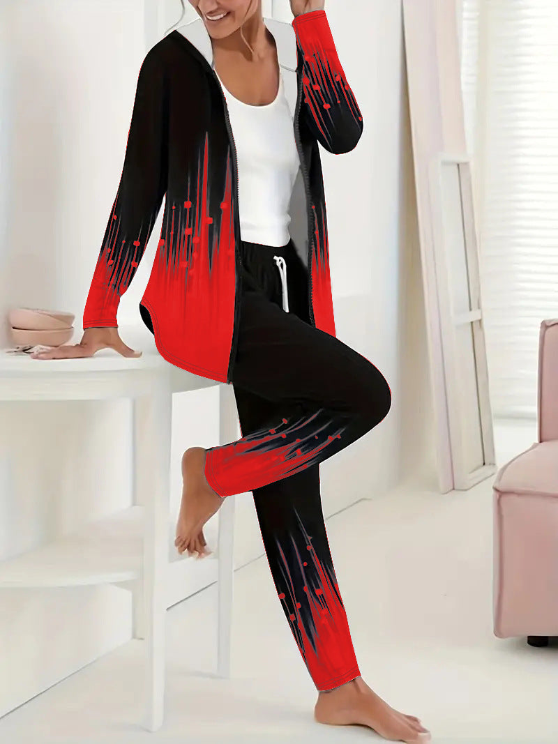 Women's Sporty Casual Tracksuit with Modern Gradient Details