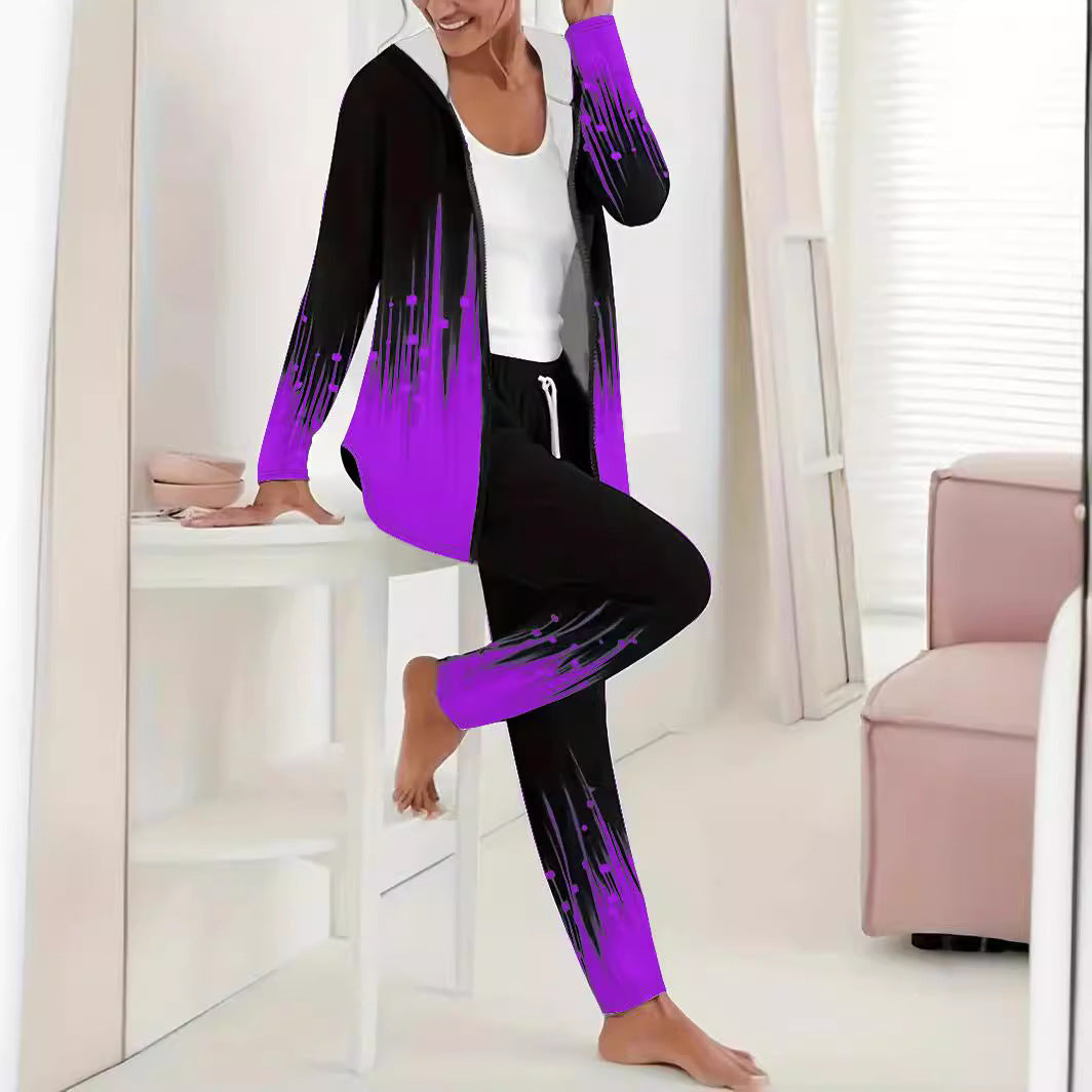 Women's Sporty Casual Tracksuit with Modern Gradient Details