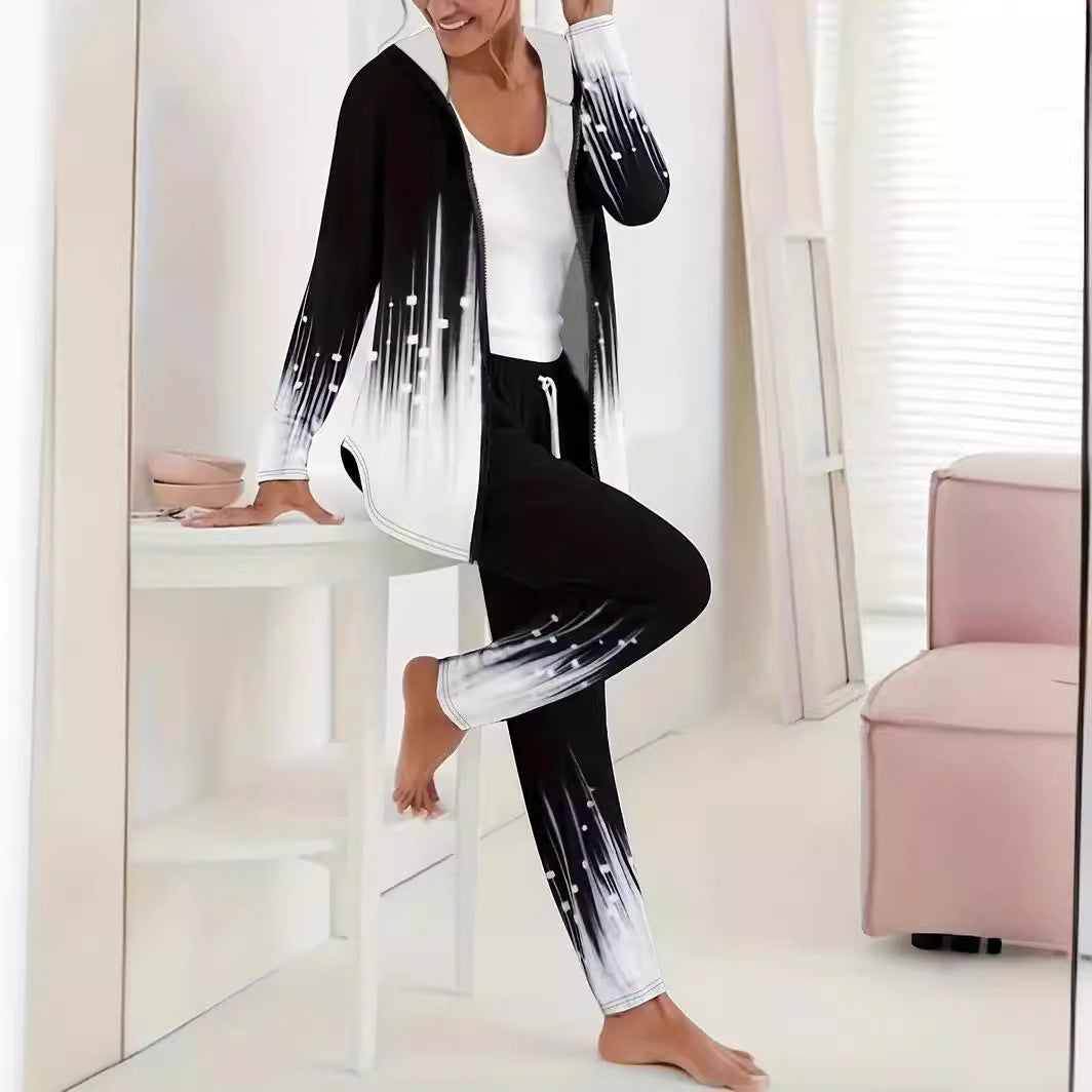Women's Sporty Casual Tracksuit with Modern Gradient Details