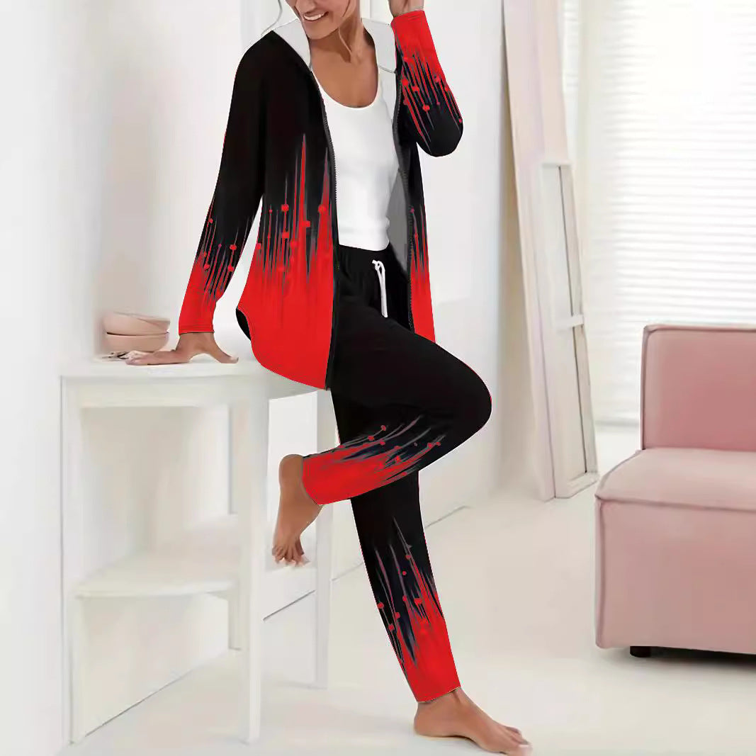 Women's Sporty Casual Tracksuit with Modern Gradient Details