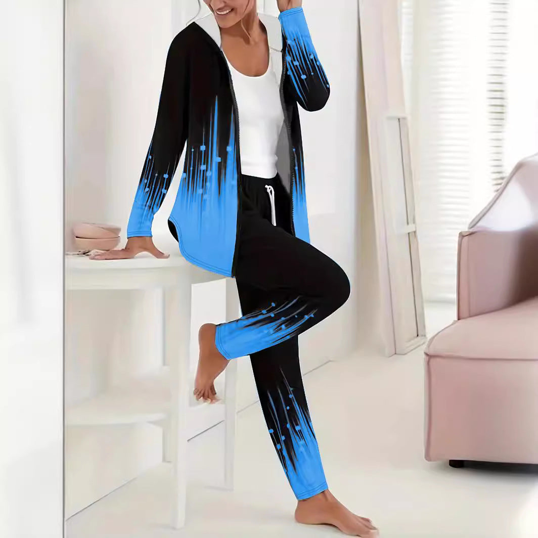 Women's Sporty Casual Tracksuit with Modern Gradient Details