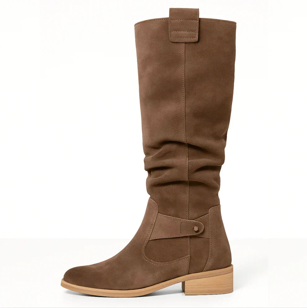Women's Suede-Look Knee-High Slouch Block-Heel Boots