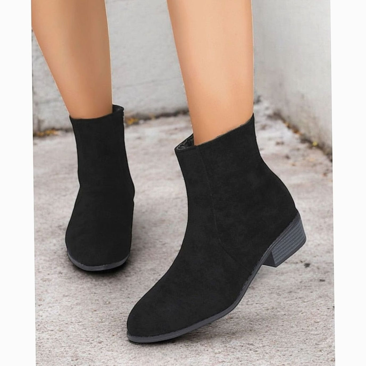Women's Suede Side-Zip Block Heel Ankle Boots
