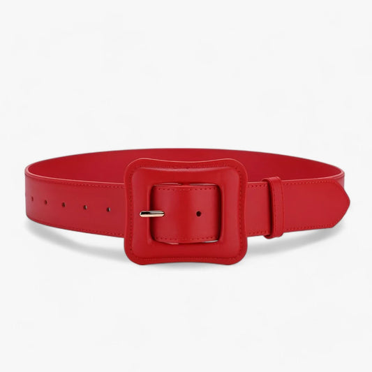 Women's Vintage High-Waist Wide Leather Belt with Adjustable Buckle