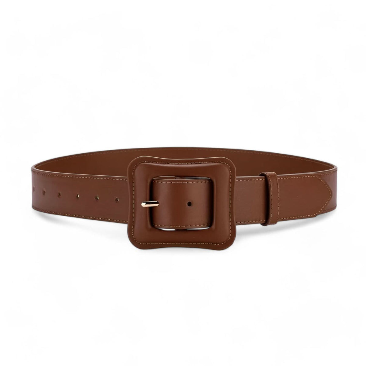 Women's Vintage High-Waist Wide Leather Belt with Adjustable Buckle