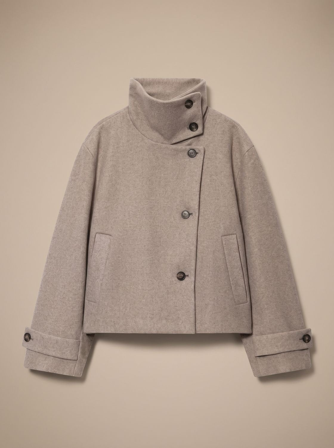 Women's Vintage Stand-Collar Wool-Blend Short Coat
