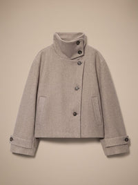 Women's Vintage Stand-Collar Wool-Blend Short Coat