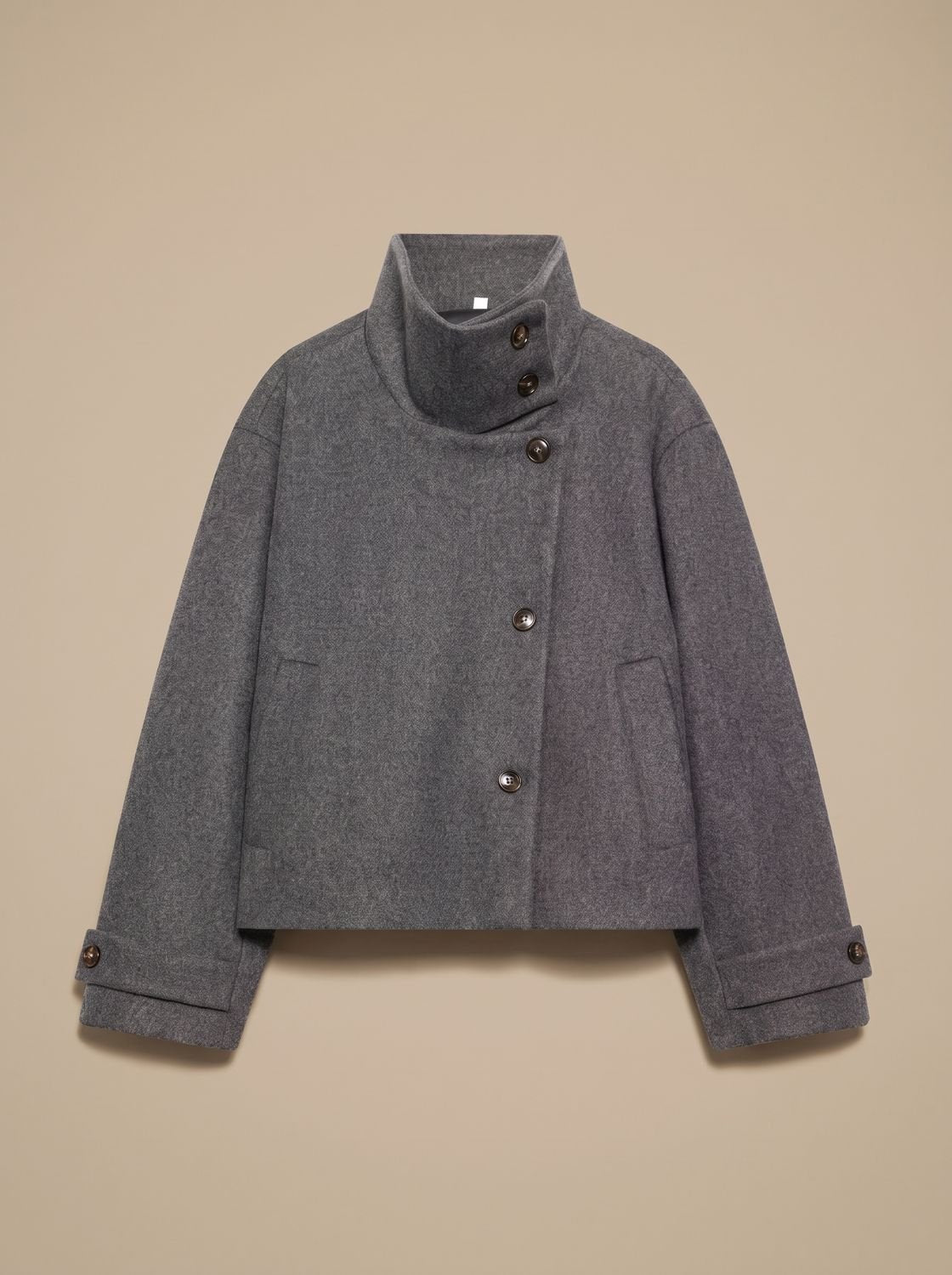 Women's Vintage Stand-Collar Wool-Blend Short Coat
