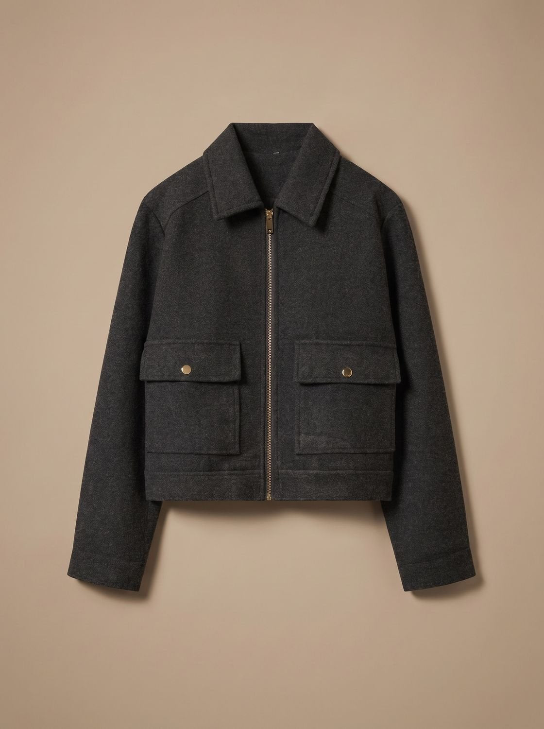 Women's Vintage Stand-Collar Wool-Blend Short Coat