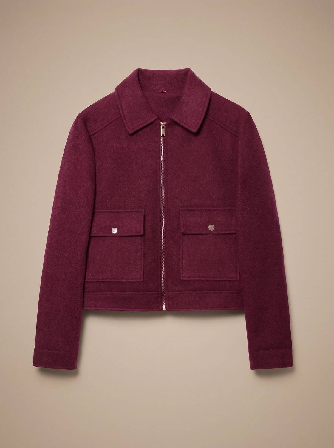 Women's Vintage Stand-Collar Wool-Blend Short Coat