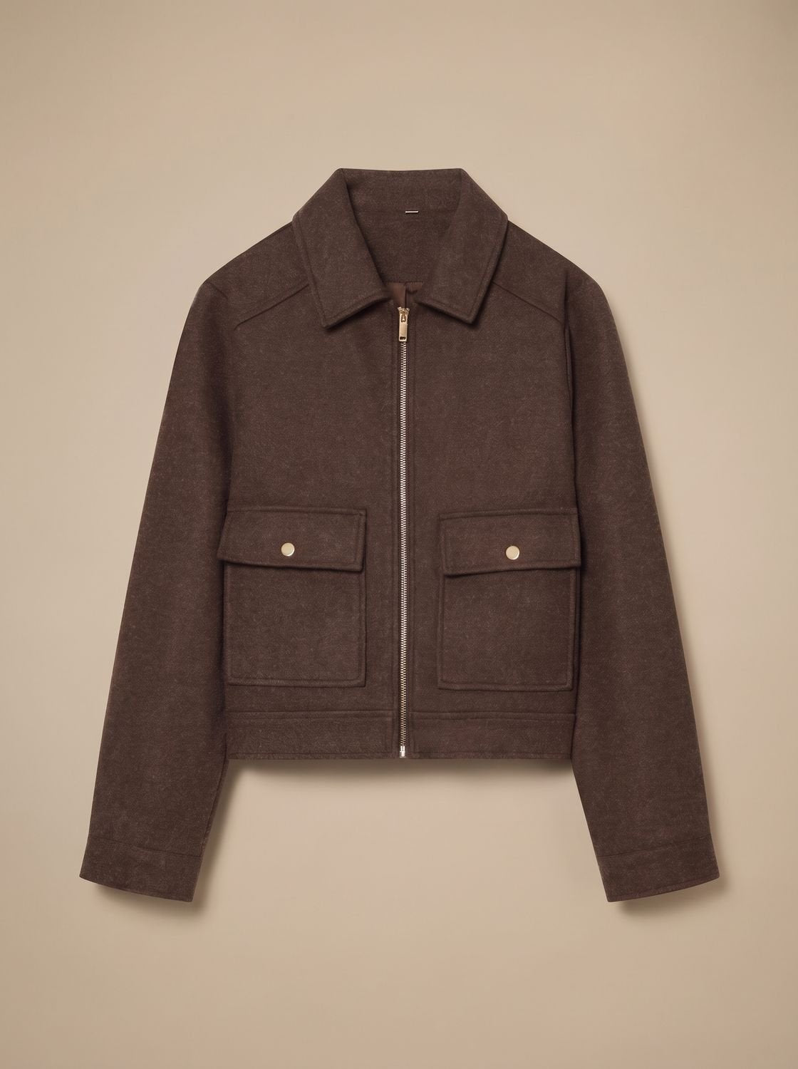 Women's Vintage Stand-Collar Wool-Blend Short Coat