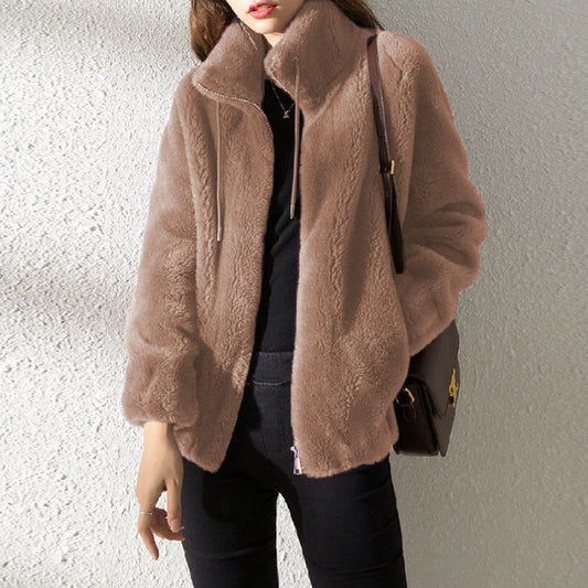 Women's Warm and Casual Zip-Up Teddy Coat Jacket