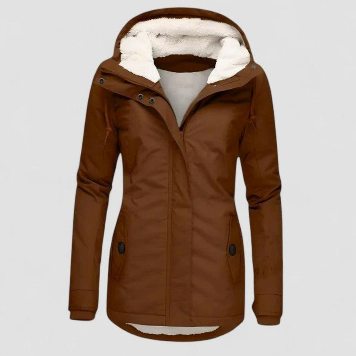 Women's Waterproof Fleece-Lined Hooded Winter Coat