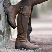 Women's Waterproof Leather Buckle Knee-High Boots