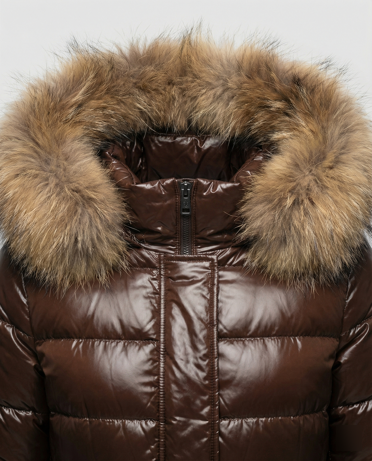 Women's Winter Down Jacket with Detachable Hood and Luxurious Fur Collar