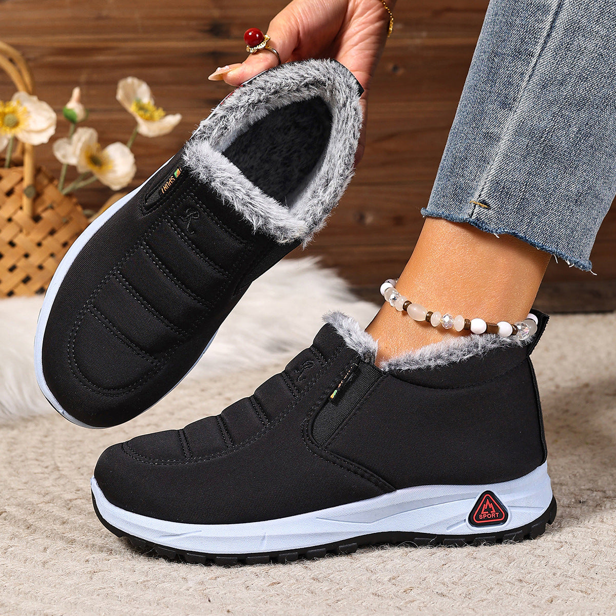Women's Winter Slip-On Sneaker | Warm Lining & Non-Slip Sole | Plus Sizes
