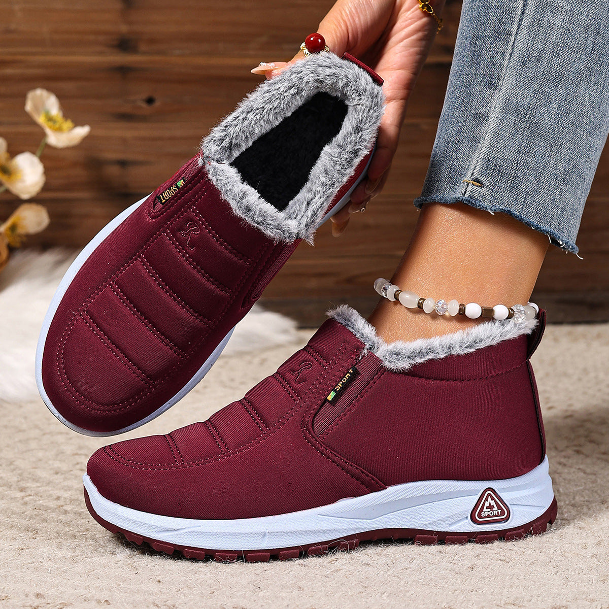 Women's Winter Slip-On Sneaker | Warm Lining & Non-Slip Sole | Plus Sizes