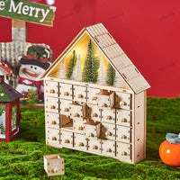 Wooden Christmas Advent Calendar with LED Light