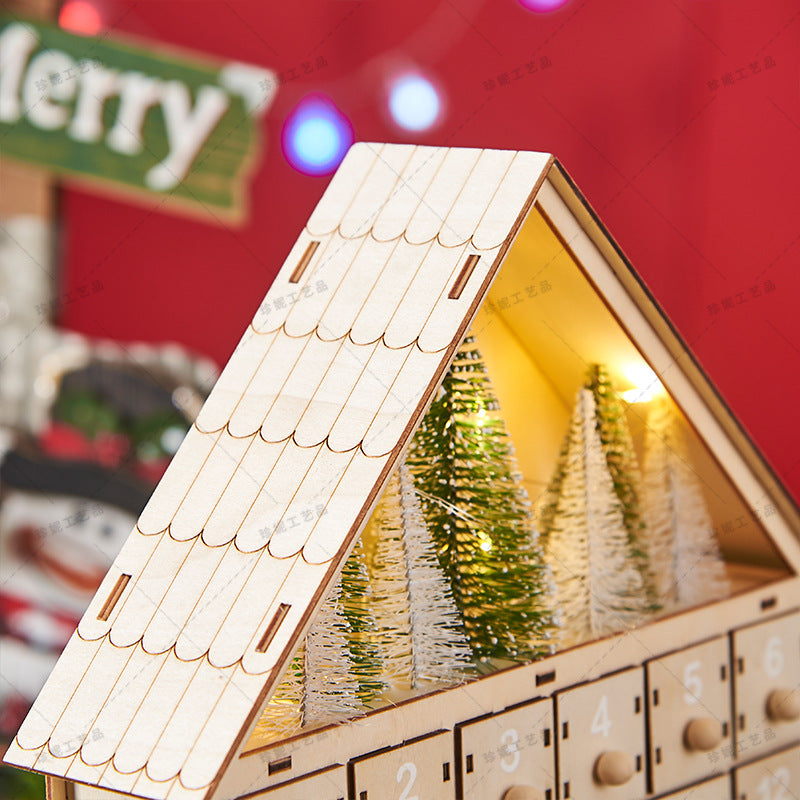 Wooden Christmas Advent Calendar with LED Light