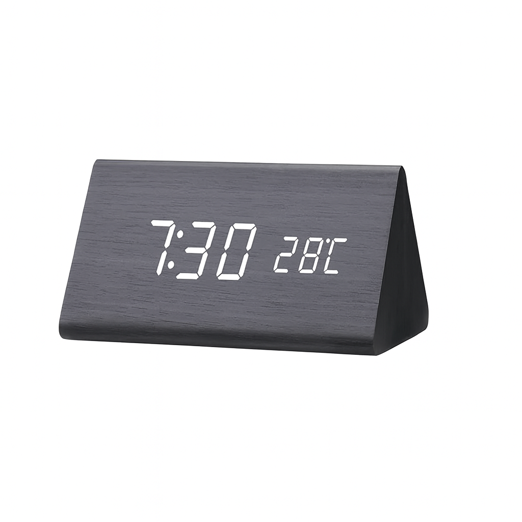 Wooden Design Alarm Clock with LED Display