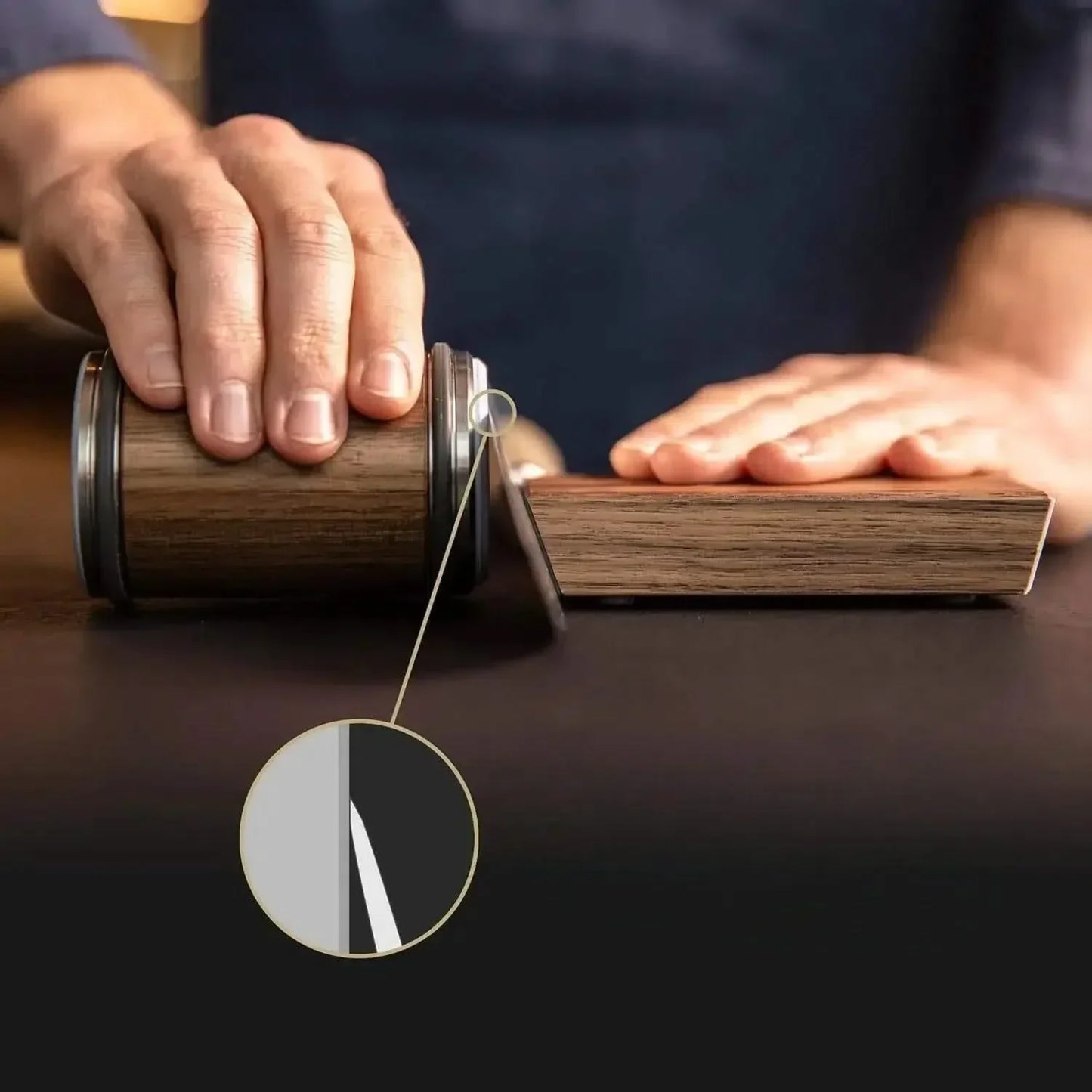 Wooden Knife Roller Sharpener