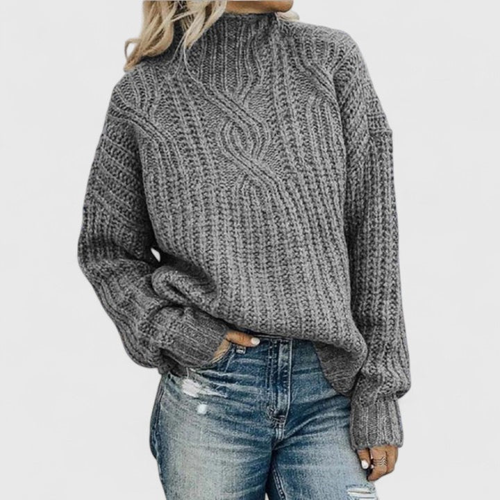 Image of Zara | Women's Cable Knit Turtleneck Sweater