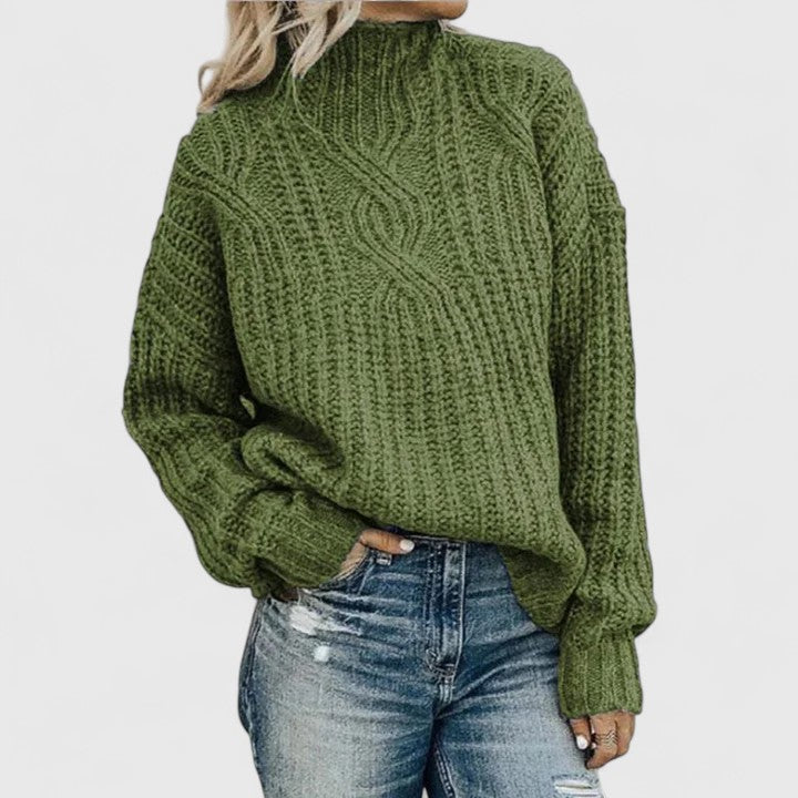 Image of Zara | Women's Cable Knit Turtleneck Sweater
