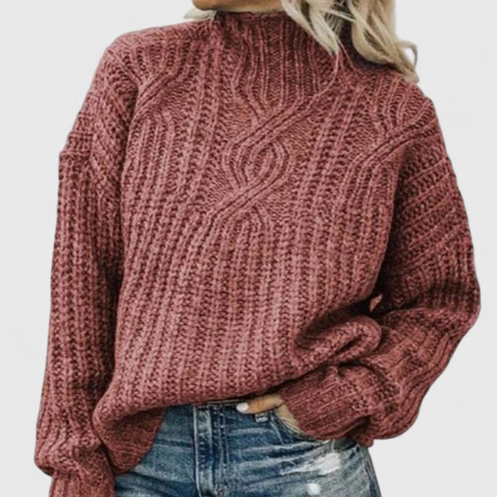 Image of Zara | Women's Cable Knit Turtleneck Sweater