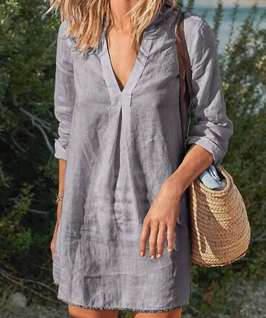 Image of Zara | Women's V-Neck Relaxed Fit Mini Dress